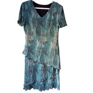 Connected Apparel Tiered V-Neck Dress 8